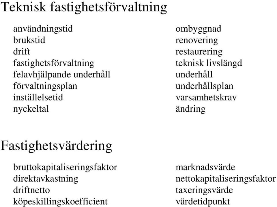 underhåll underhållsplan varsamhetskrav ändring Fastighetsvärdering bruttokapitaliseringsfaktor