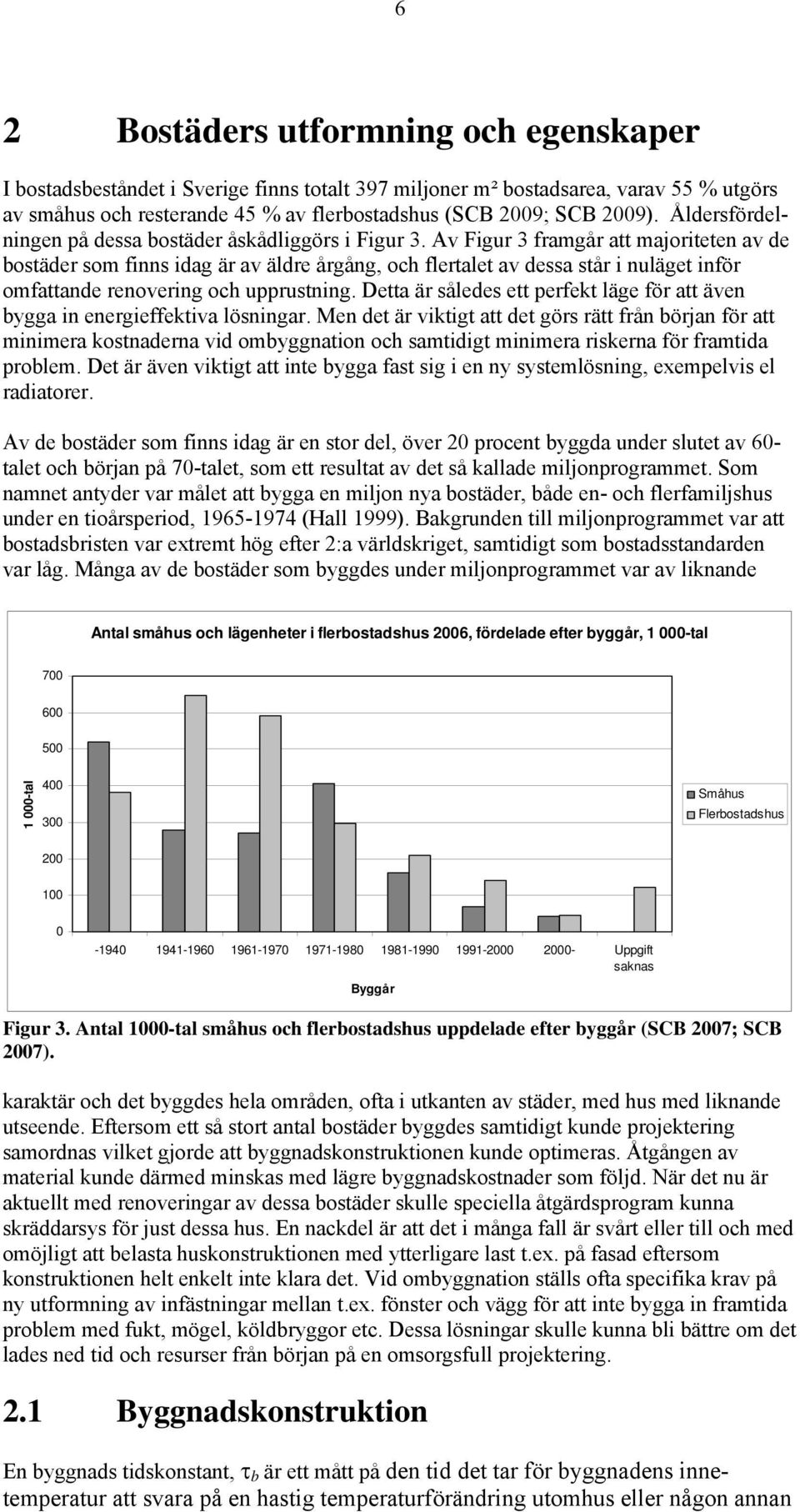 Av Figur 3 framgår att majoriteten av de bostäder som finns idag är av äldre årgång, och flertalet av dessa står i nuläget inför omfattande renovering och upprustning.