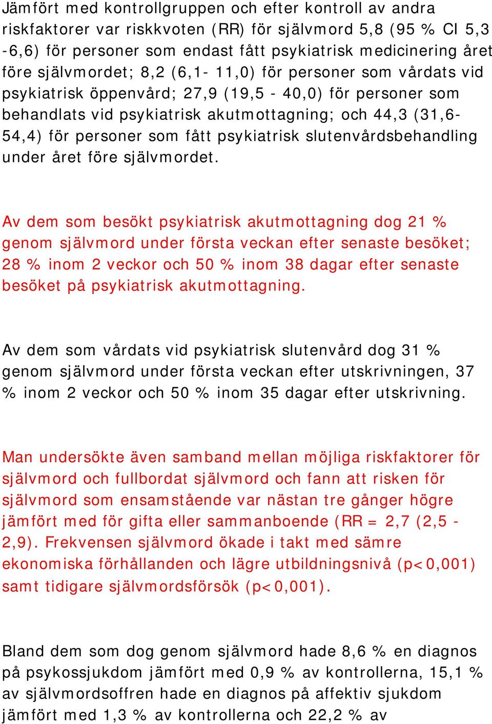 psykiatrisk slutenvårdsbehandling under året före självmordet.