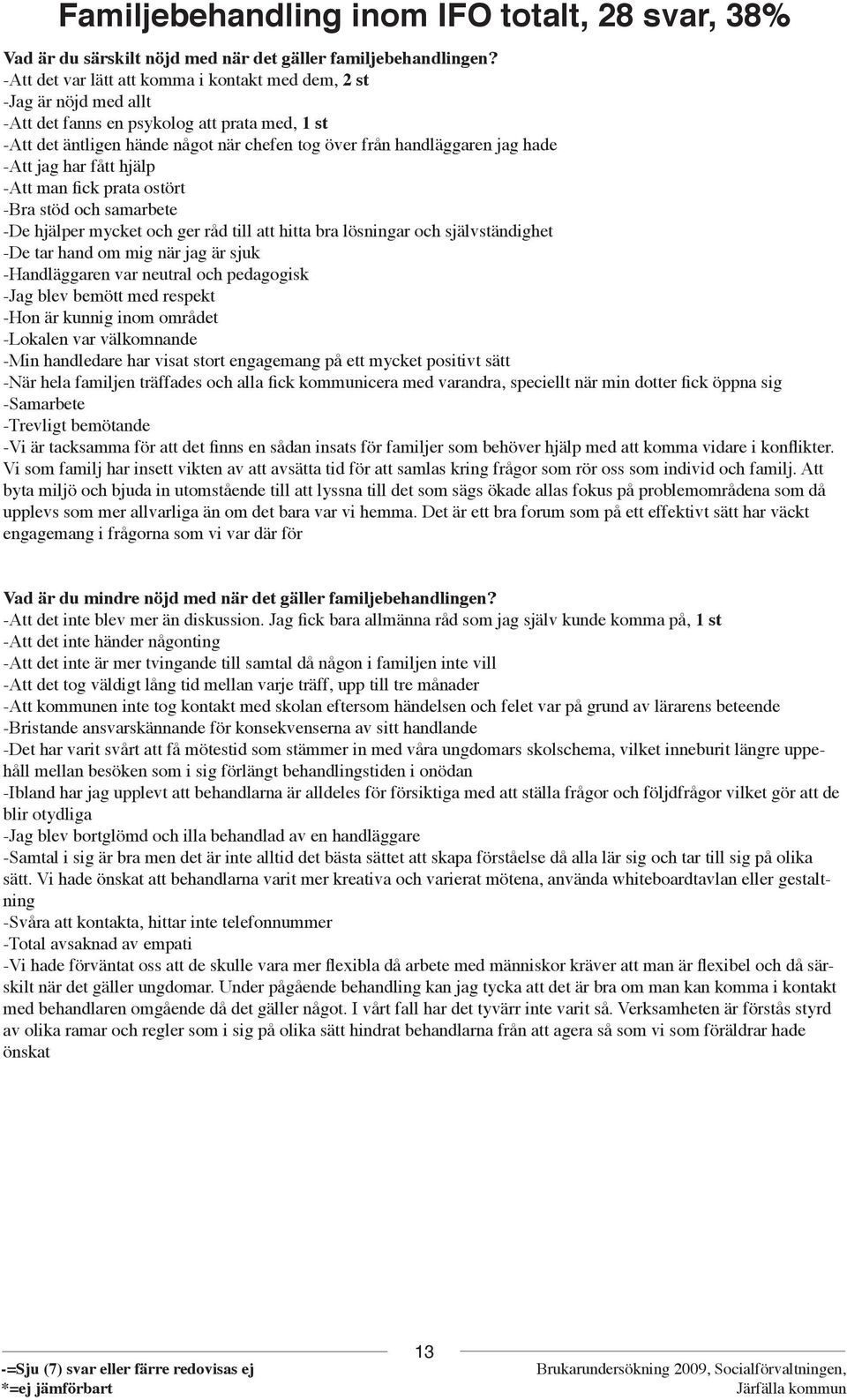 -Att jag har fått hjälp -Att man fick prata ostört -Bra stöd och samarbete -De hjälper mycket och ger råd till att hitta bra lösningar och självständighet -De tar hand om mig när jag är sjuk