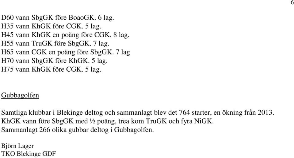 H75 vann KhGK före CGK. 5 lag.