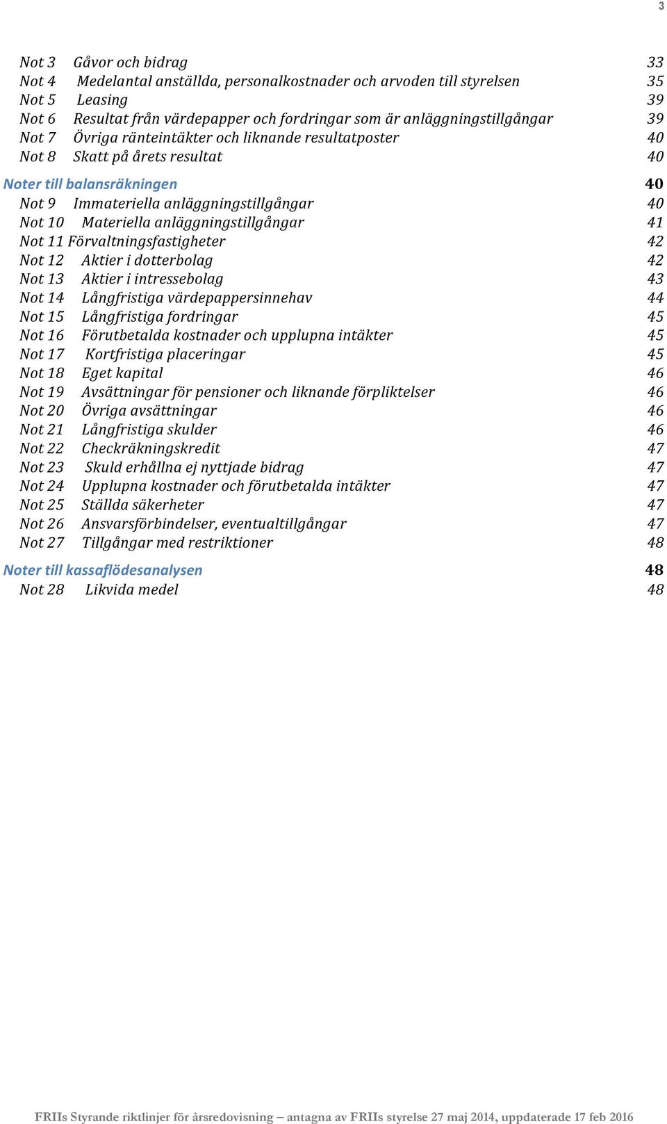 anläggningstillgångar 41 Not 11 Förvaltningsfastigheter 42 Not 12 Aktier i dotterbolag 42 Not 13 Aktier i intressebolag 43 Not 14 Långfristiga värdepappersinnehav 44 Not 15 Långfristiga fordringar 45