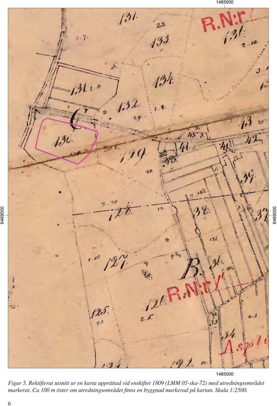 enskiftet 1809 (LMM 05-ska-72) med utredningsområdet