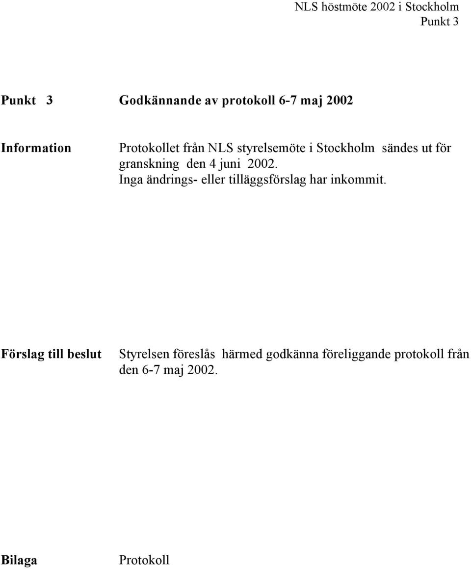 Inga ändrings- eller tilläggsförslag har inkommit.