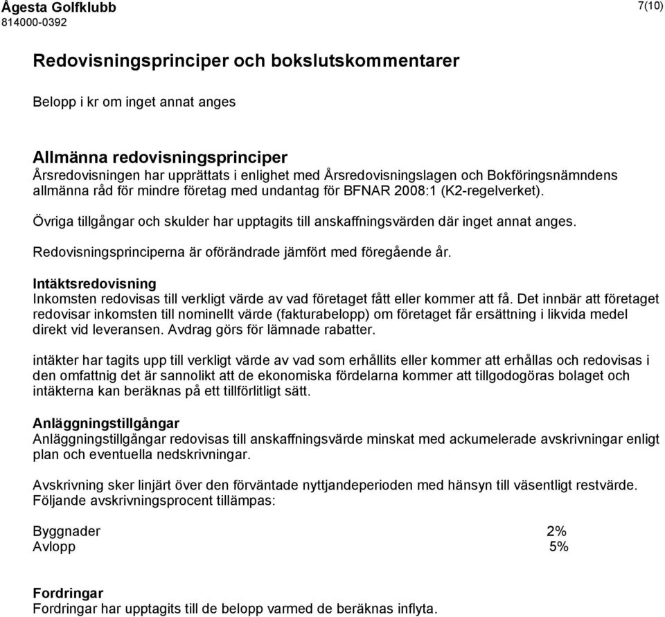 Övriga tillgångar och skulder har upptagits till anskaffningsvärden där inget annat anges. Redovisningsprinciperna är oförändrade jämfört med föregående år.