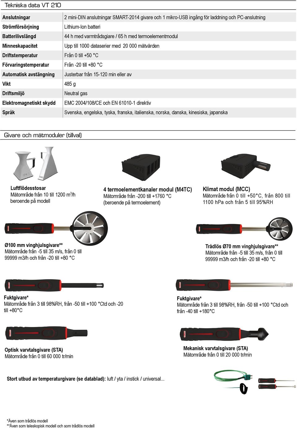 avstängning Justerbar från 15-120 min eller av Vikt 485 g Driftsmiljö Neutral gas Elektromagnetiskt skydd EMC 2004/108/CE och EN 61010-1 direktiv Språk Svenska, engelska, tyska, franska, italienska,