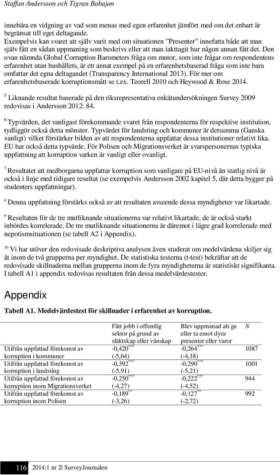 Den ovan nämnda Global Corruption Barometers fråga om mutor, som inte frågar om respondentens erfarenhet utan hushållets, är ett annat exempel på en erfarenhetsbaserad fråga som inte bara omfattar