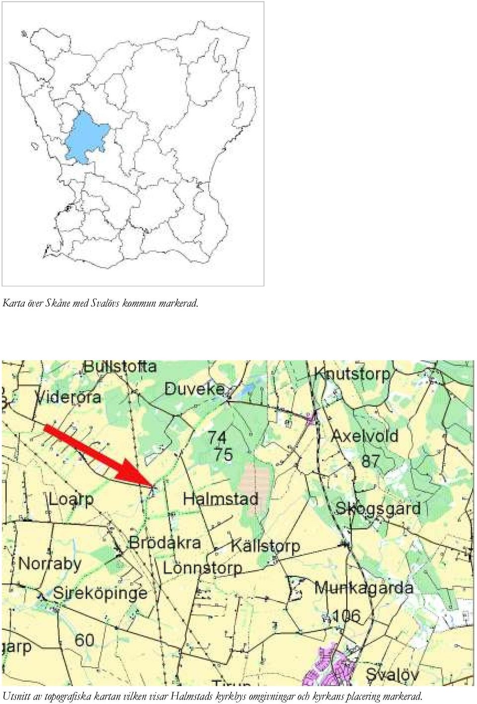 Utsnitt av topografiska kartan vilken