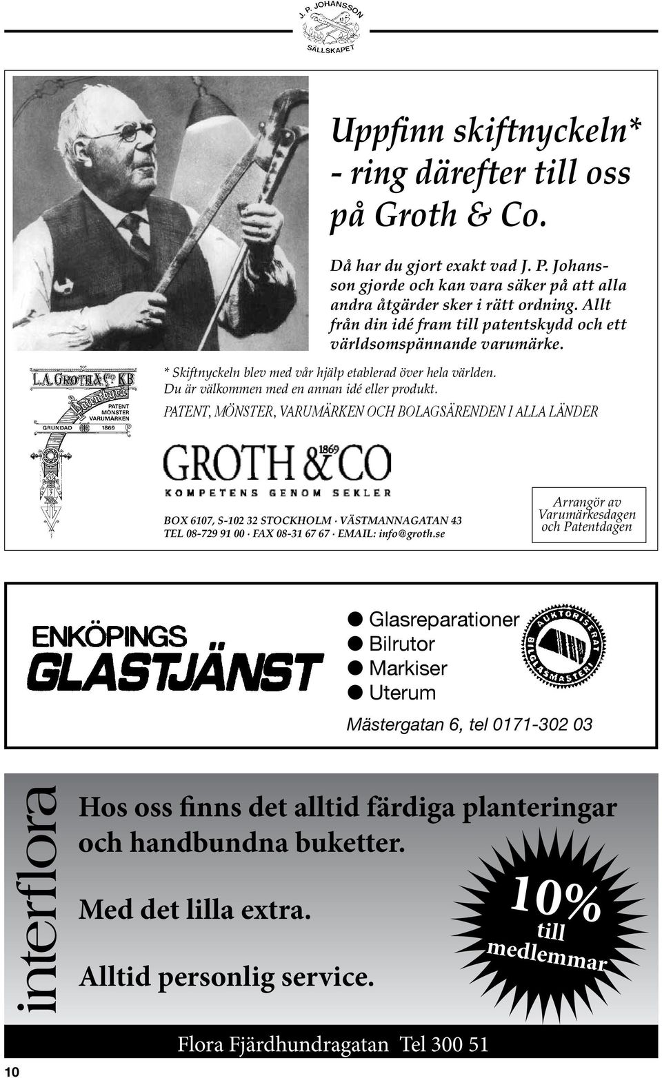 PATENT, MÖNSTER, VARUMÄRKEN OCH BOLAGSÄRENDEN I ALLA LÄNDER BOX 6107, S-102 32 STOCKHOLM VÄSTMANNAGATAN 43 TEL 08-729 91 00 FAX 08-31 67 67 Email: info@groth.