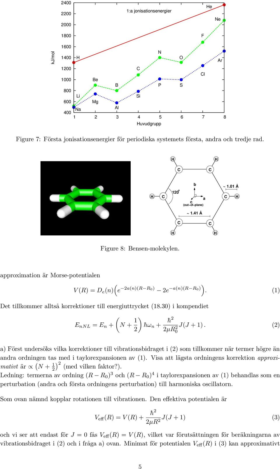 approximation är Morse-potentialen ( V (R) = D e (n) e 2a(n)(R R0) 2e a(n)(r R0)). (1) Det tillkommer alltså korrektioner till energiuttrycket (18.