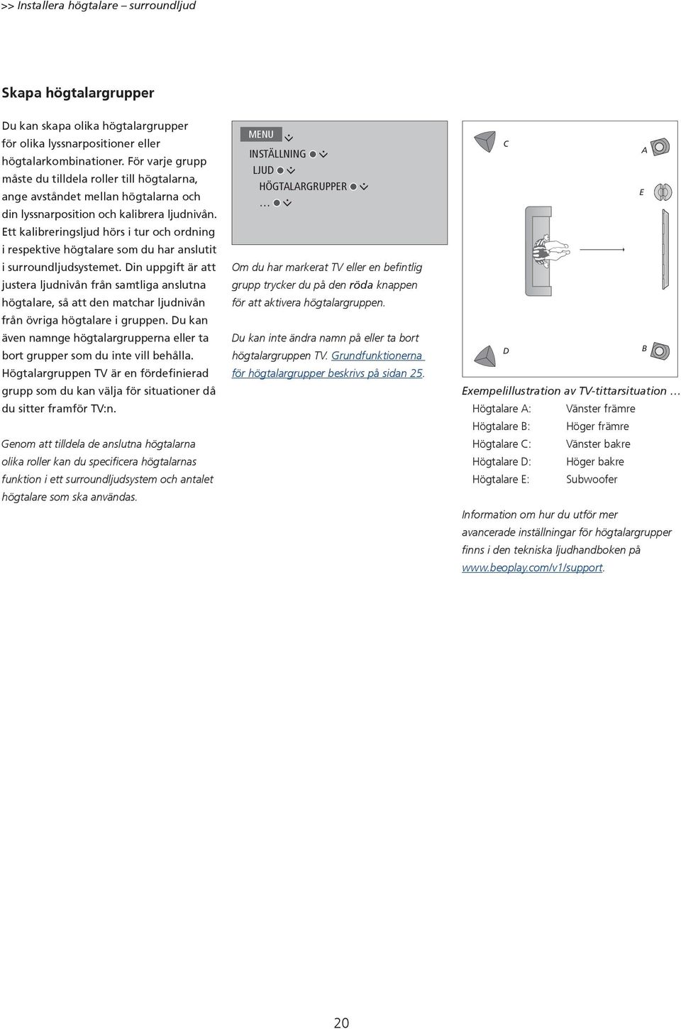 Ett kalibreringsljud hörs i tur och ordning i respektive högtalare som du har anslutit i surroundljudsystemet.