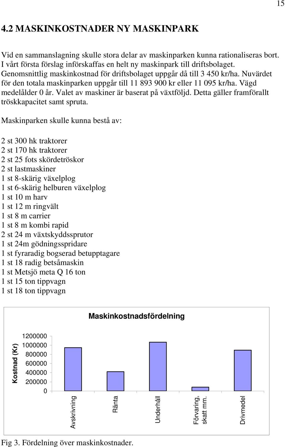 Valet av maskiner är baserat på växtföljd. Detta gäller framförallt tröskkapacitet samt spruta.