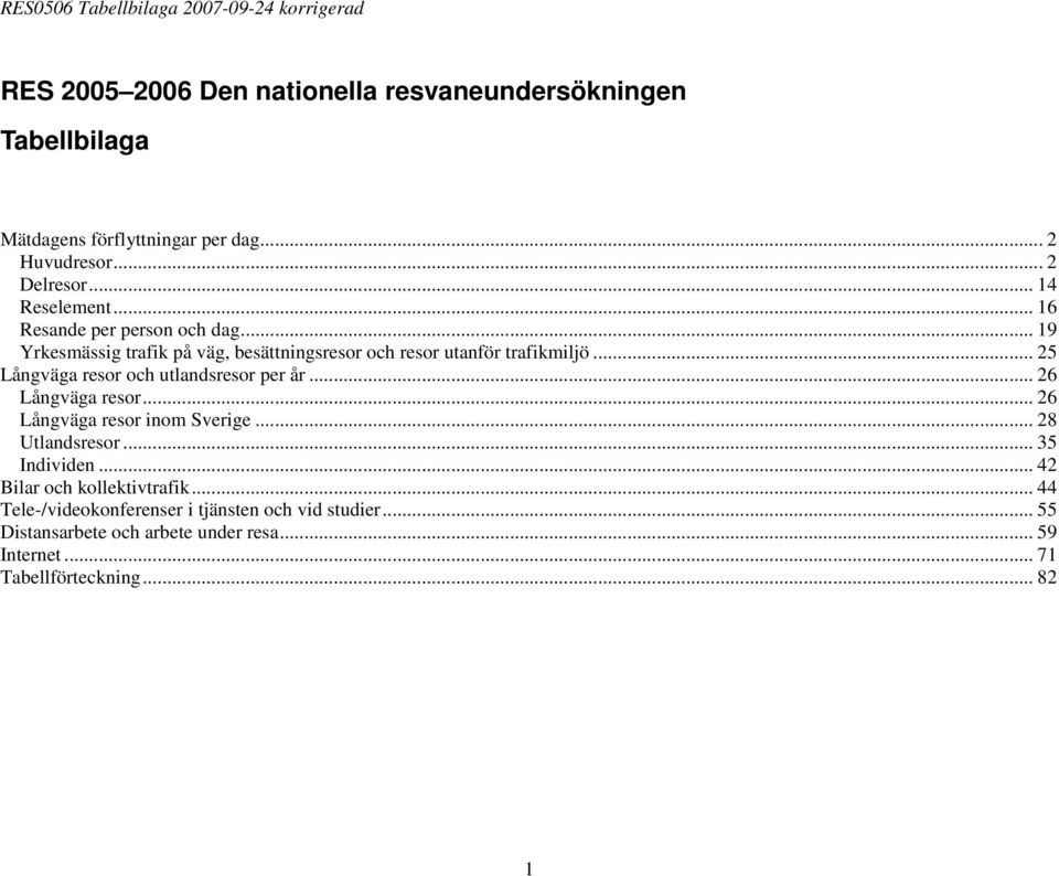 .. 25 Långväga resor och utlandsresor per år... 26 Långväga resor... 26 Långväga resor inom Sverige... 28 Utlandsresor... 35 Individen.