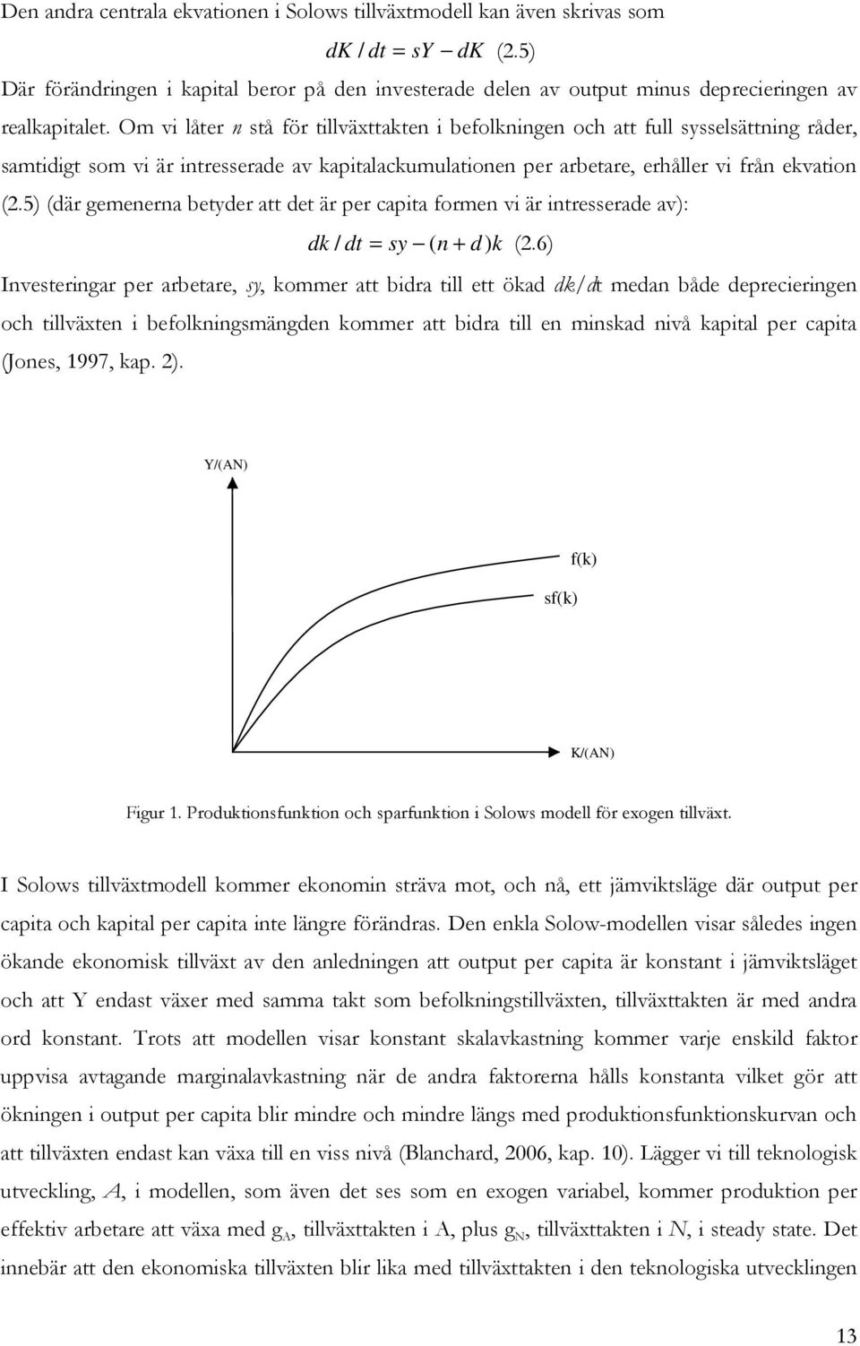 5) (där gemenerna beyder a de är per capia formen vi är inresserade av): dk / d = sy ( n + d) k (2.