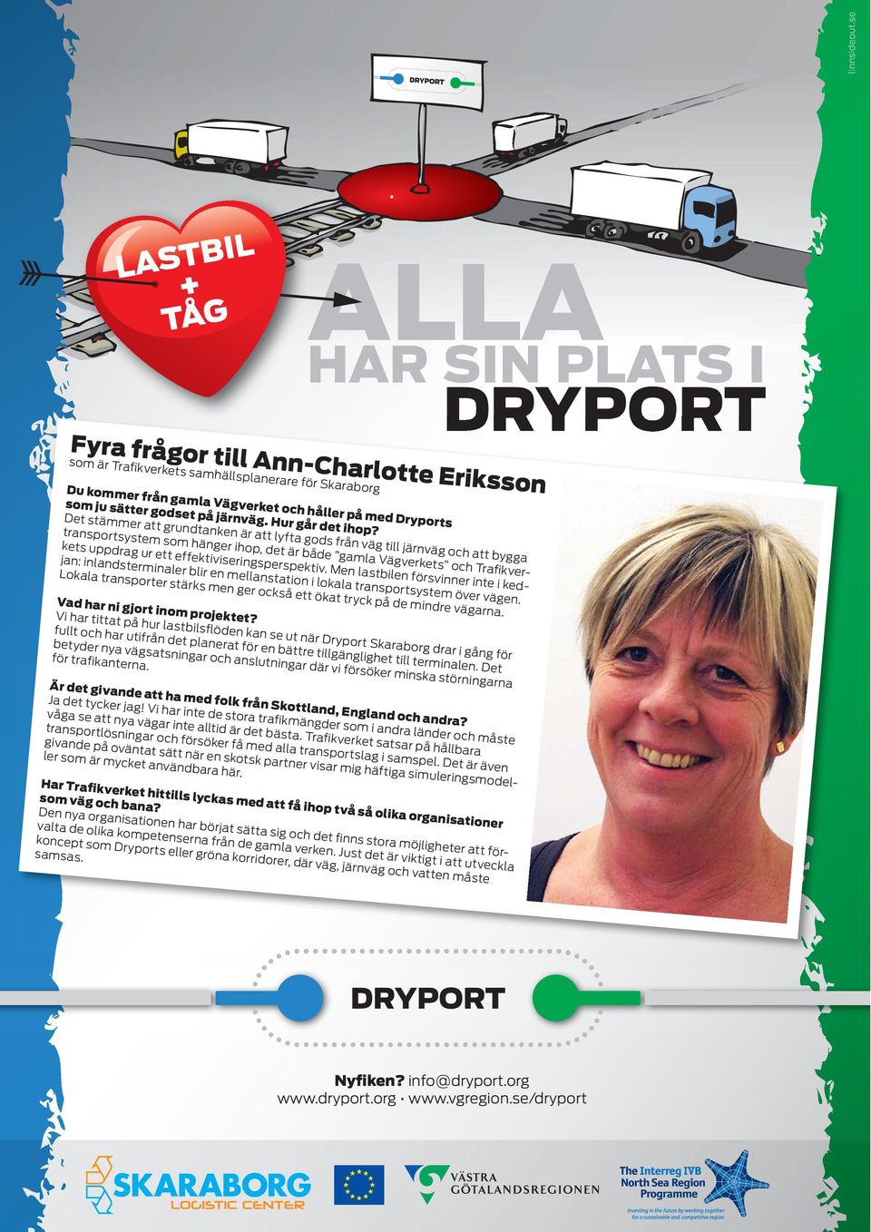 Det stämmer att grundtanken är att lyfta gods från väg till järnväg och att bygga transportsystem som hänger ihop, det är både gamla Vägverkets och Trafikverkets uppdrag ur ett
