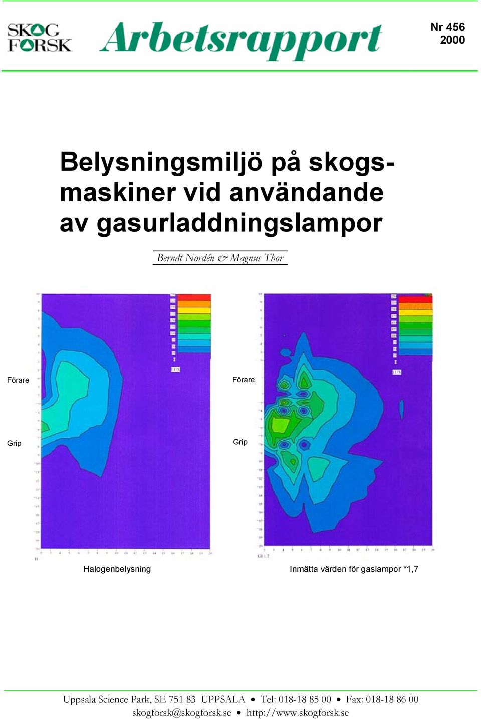 Halogenbelysning Inmätta värden för gaslampor *1,7 Uppsala Science Park, SE