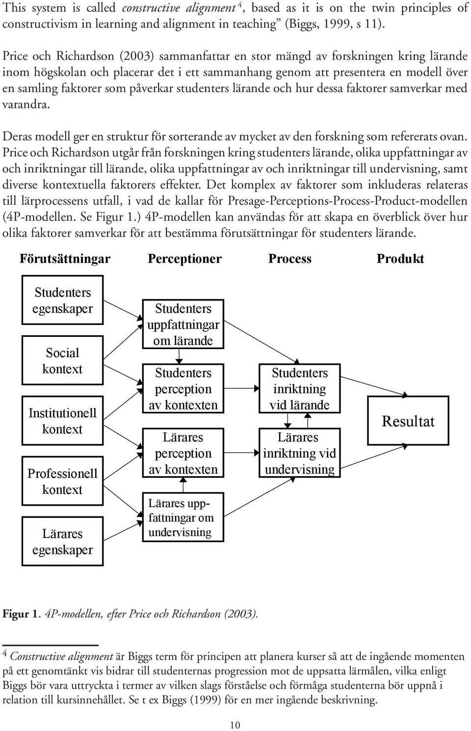 påverkar studenters lärande och hur dessa faktorer samverkar med varandra. Deras modell ger en struktur för sorterande av mycket av den forskning som refererats ovan.