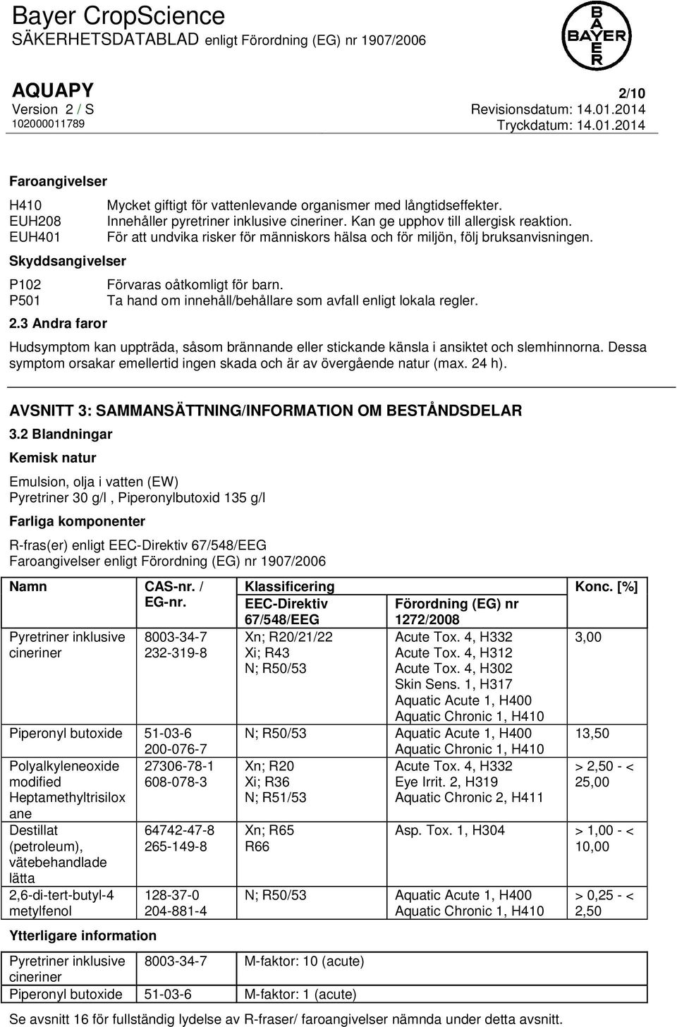 Ta hand om innehåll/behållare som avfall enligt lokala regler. Hudsymptom kan uppträda, såsom brännande eller stickande känsla i ansiktet och slemhinnorna.