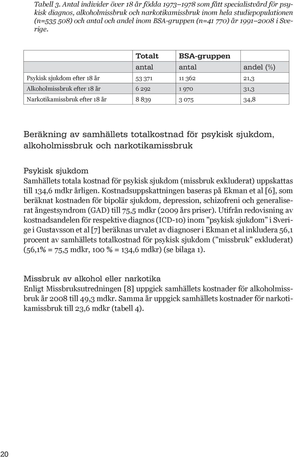 BSA-gruppen (n=41 770) år 1991 2008 i Sverige.