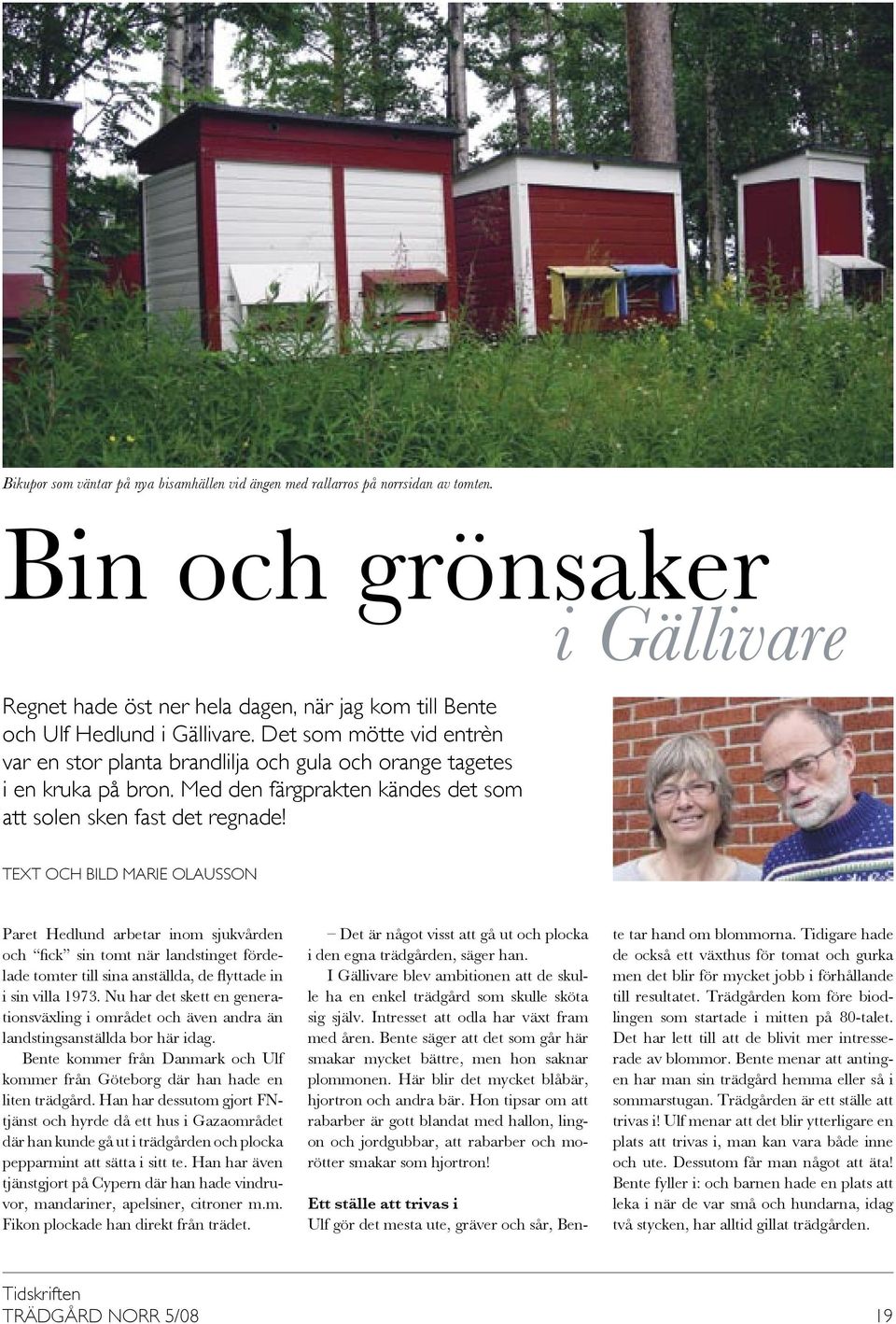 i Gällivare TEXT OCH BILD MARIE OLAUSSON Paret Hedlund arbetar inom sjukvården och fick sin tomt när landstinget fördelade tomter till sina anställda, de flyttade in i sin villa 1973.