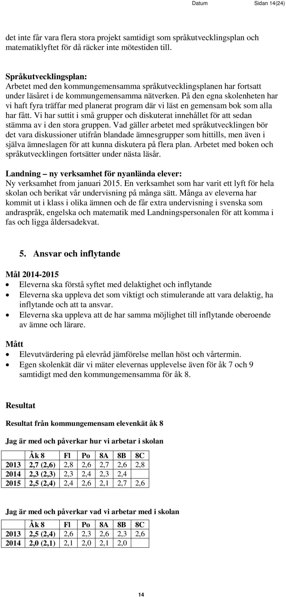 På den egna skolenheten har vi haft fyra träffar med planerat program där vi läst en gemensam bok som alla har fått.