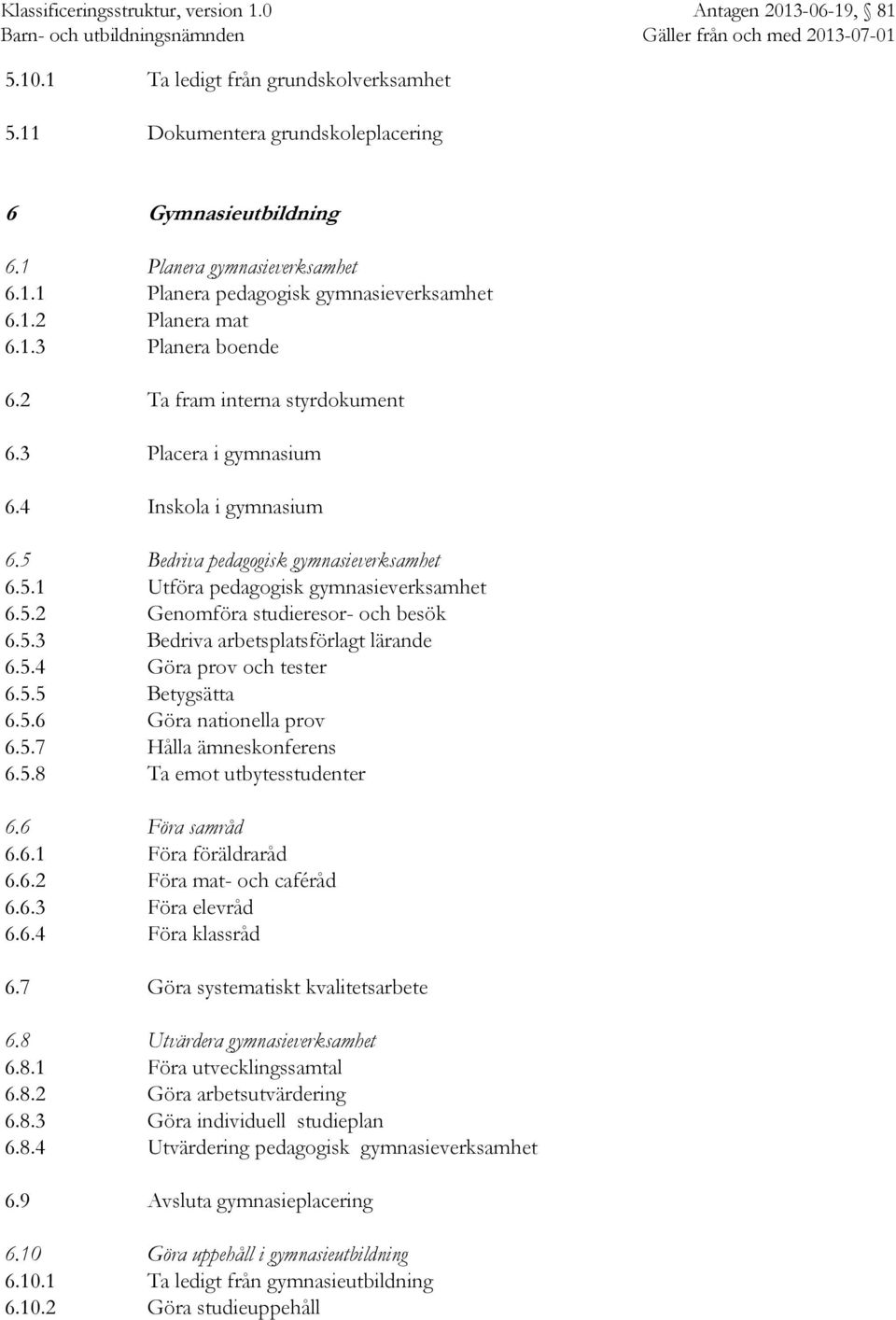 5.3 Bedriva arbetsplatsförlagt lärande 6.5.4 Göra prov och tester 6.5.5 Betygsätta 6.5.6 Göra nationella prov 6.5.7 Hålla ämneskonferens 6.5.8 Ta emot utbytesstudenter 6.6 Föra samråd 6.6.1 Föra föräldraråd 6.