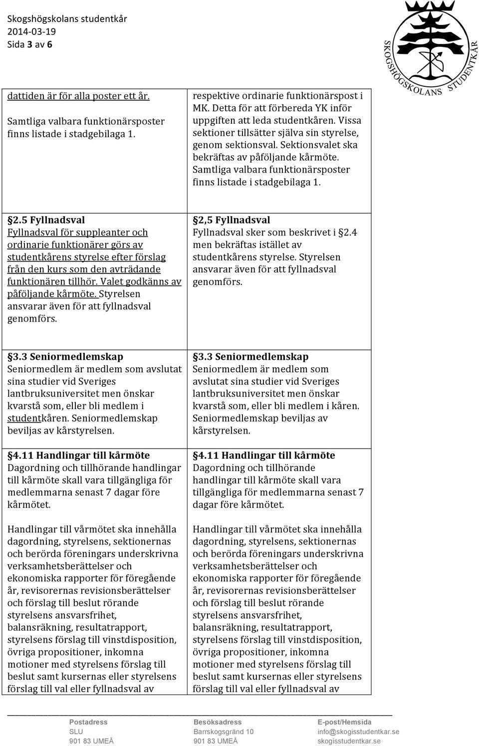 Samtliga valbara funktionärsposter finns listade i stadgebilaga 1. 2.