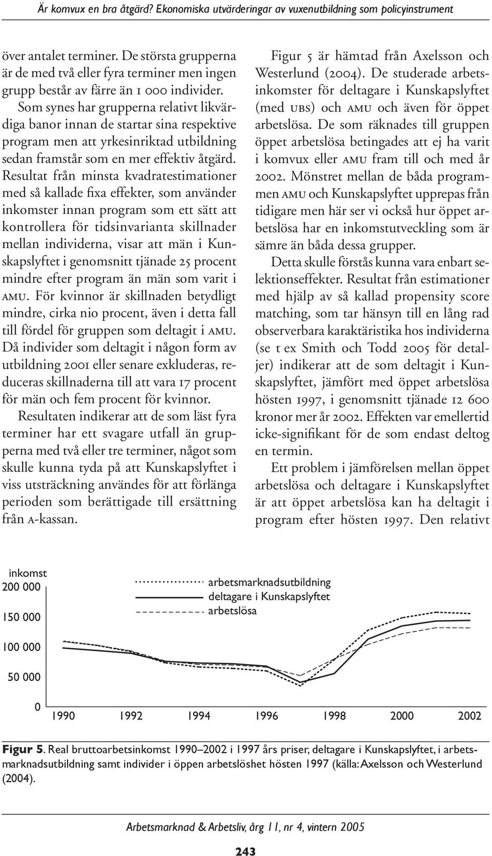 Som synes har grupperna relativt likvärdiga banor innan de startar sina respektive program men att yrkesinriktad utbildning sedan framstår som en mer effektiv åtgärd.