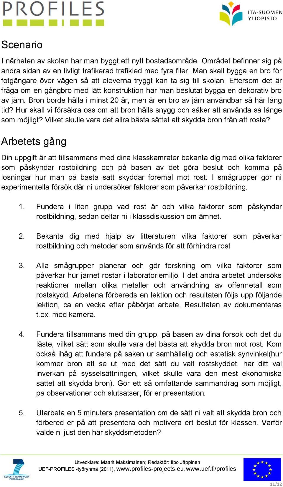 Eftersom det är fråga om en gångbro med lätt konstruktion har man beslutat bygga en dekorativ bro av järn. Bron borde hålla i minst 20 år, men är en bro av järn användbar så här lång tid?