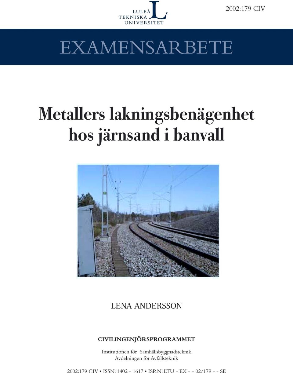 Institutionen för Samhällsbyggnadsteknik Avdelningen för