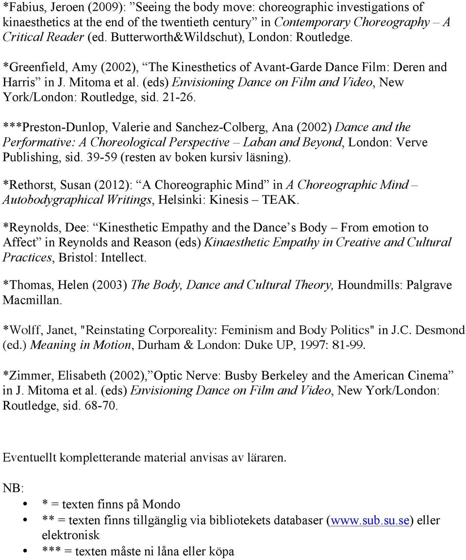 (eds) Envisioning Dance on Film and Video, New York/London: Routledge, sid. 21-26.