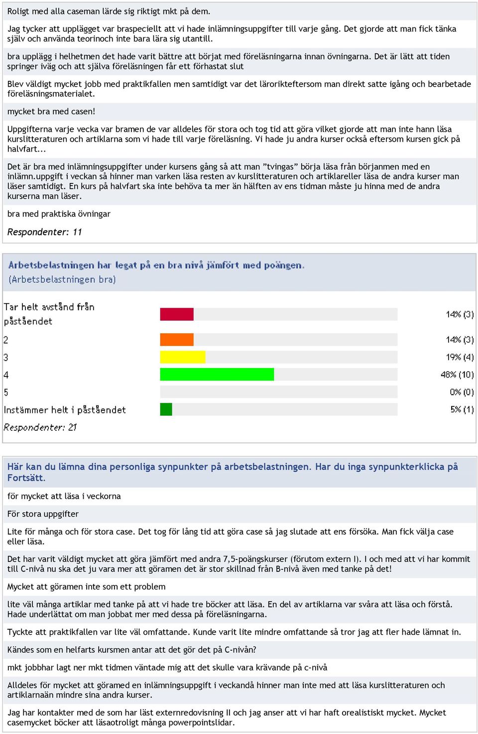 Det är lätt att tiden springer iväg och att själva föreläsningen får ett förhastat slut Blev väldigt mycket jobb med praktikfallen men samtidigt var det lärorikteftersom man direkt satte igång och