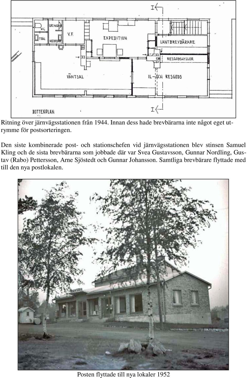 Den siste kombinerade post- och stationschefen vid järnvägsstationen blev stinsen Samuel Kling och de sista