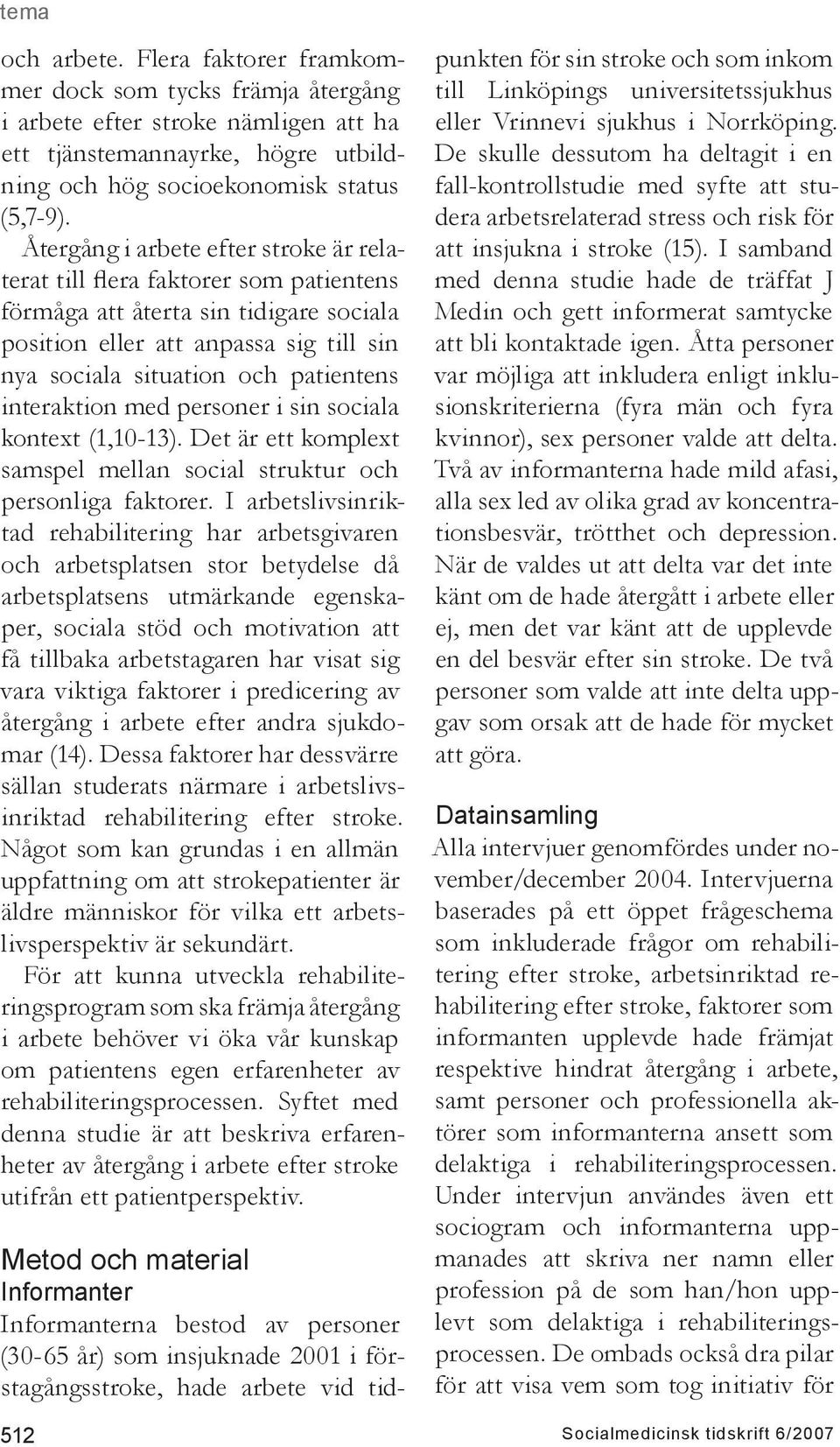 interaktion med personer i sin sociala kontext (1,10-13). Det är ett komplext samspel mellan social struktur och personliga faktorer.