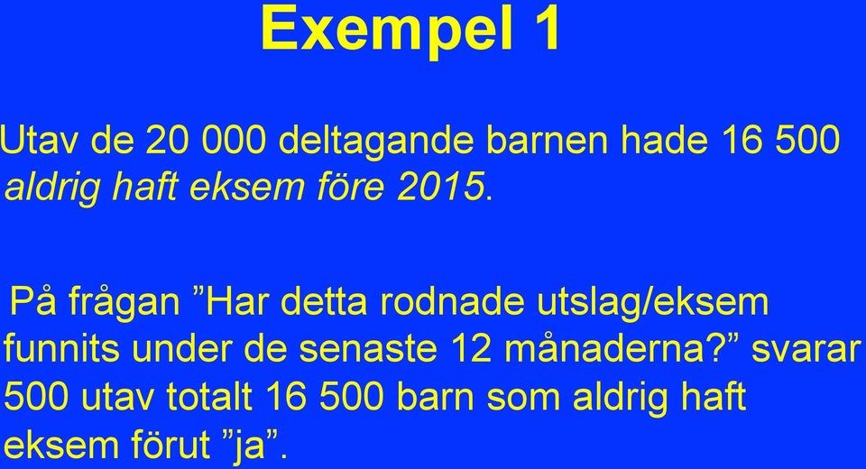 På frågan Har detta rodnade utslag/eksem funnits under de