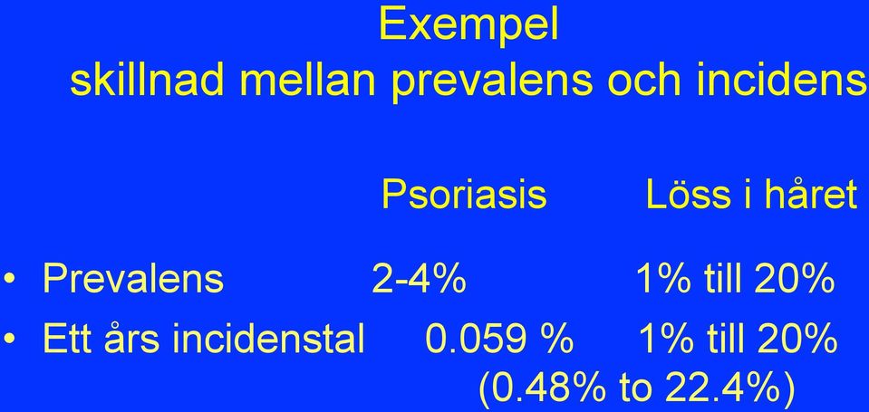 Prevalens 2-4% 1% till 20% Ett års