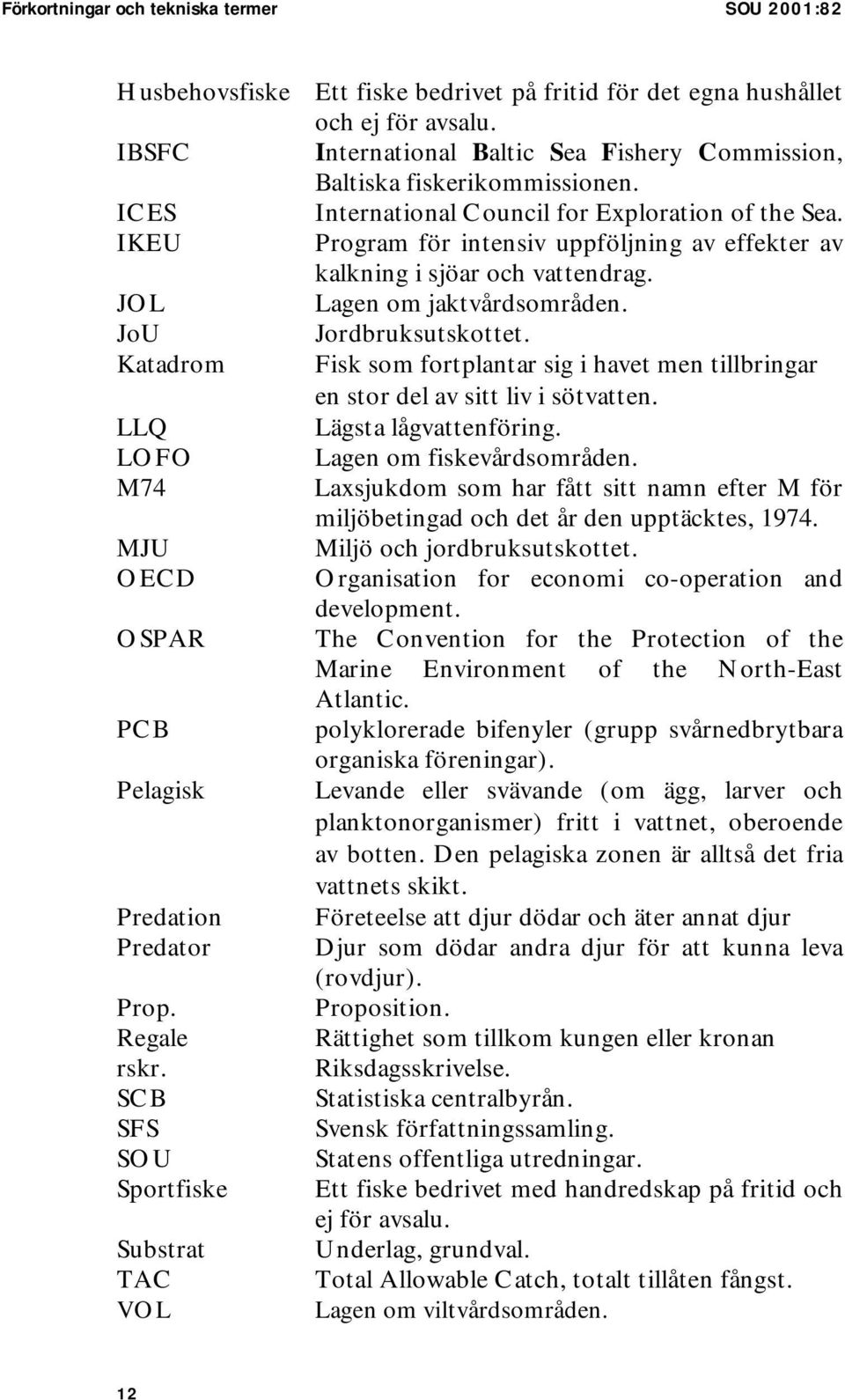 International Council for Exploration of the Sea. Program för intensiv uppföljning av effekter av kalkning i sjöar och vattendrag. Lagen om jaktvårdsområden. Jordbruksutskottet.