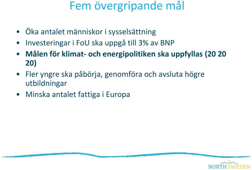 energipolitiken ska uppfyllas (2020 20) Fler yngre ska påbörja,