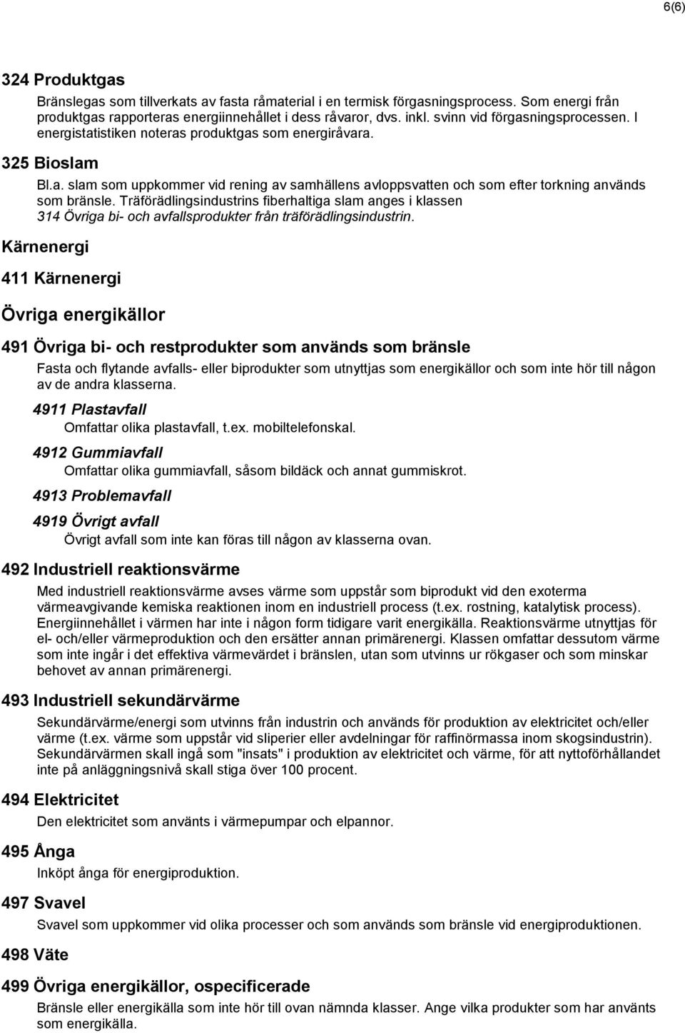 Träförädlingsindustrins fiberhaltiga slam anges i klassen 314 Övriga bi- och avfallsprodukter från träförädlingsindustrin.