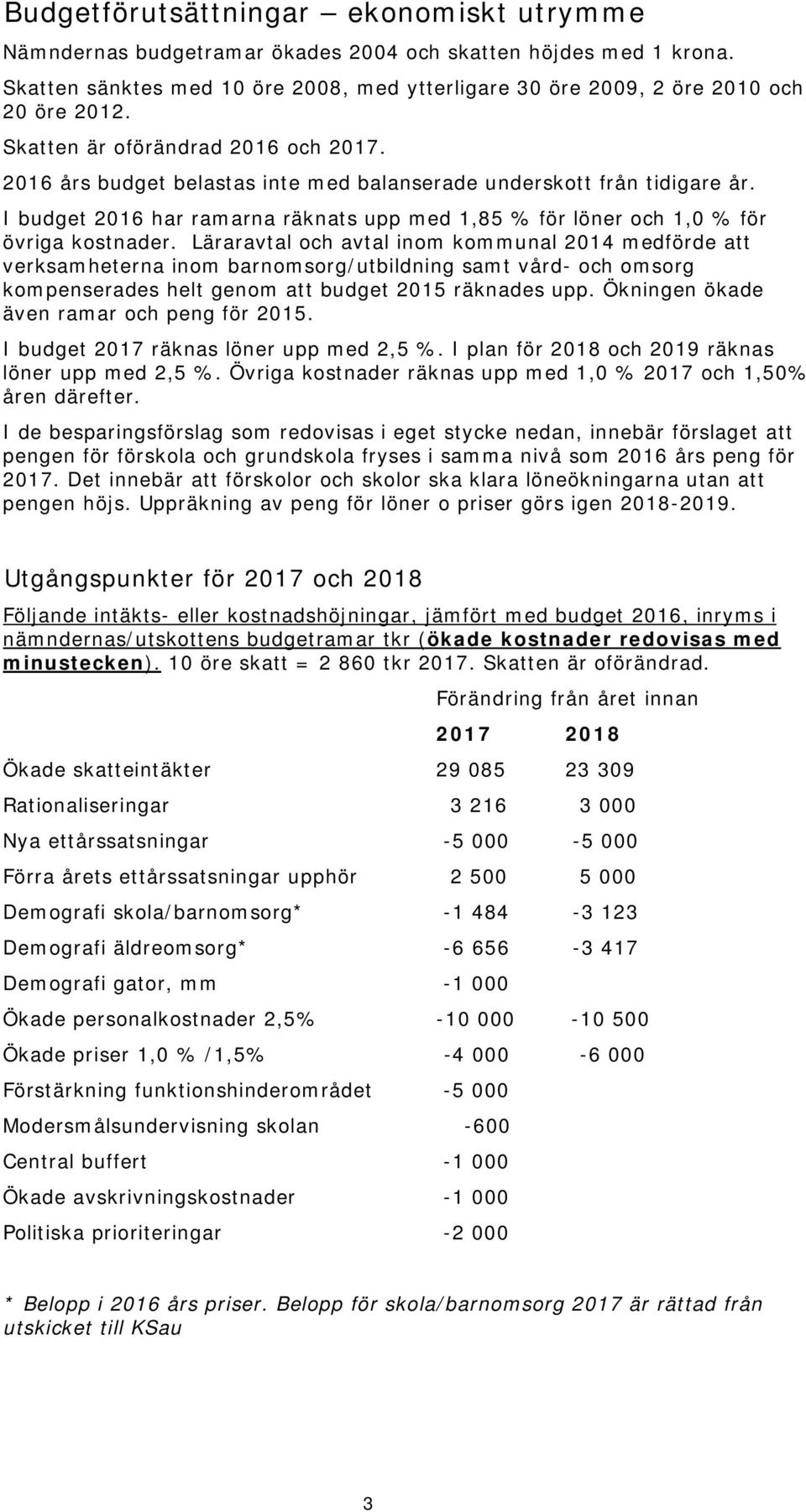 I budget 2016 har ramarna räknats upp med 1,85 % för löner och 1,0 % för övriga kostnader.