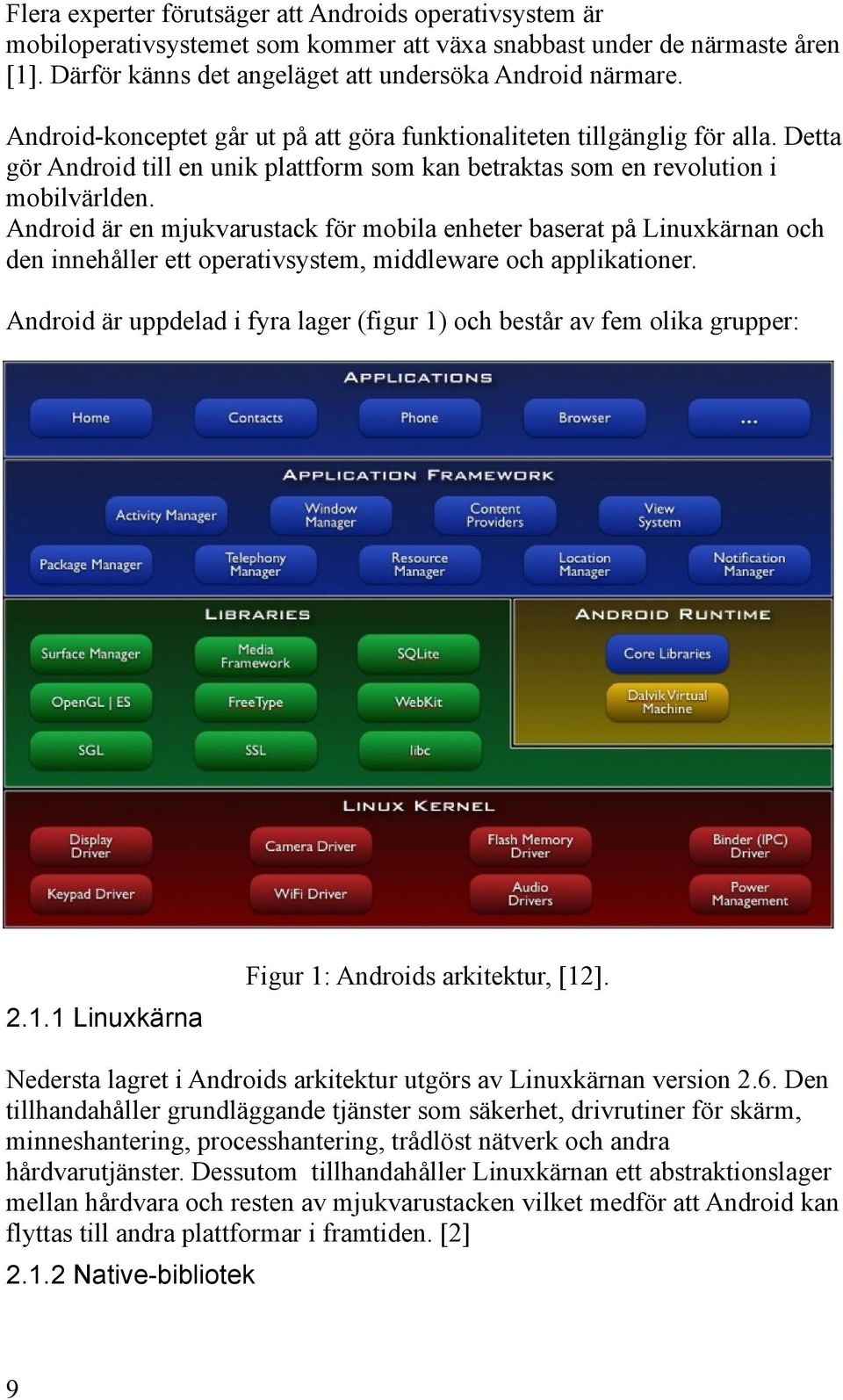 Android är en mjukvarustack för mobila enheter baserat på Linuxkärnan och den innehåller ett operativsystem, middleware och applikationer.