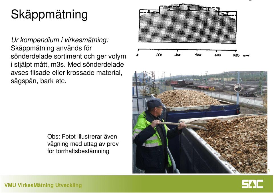 Med sönderdelade avses flisade eller krossade material, sågspån, bark