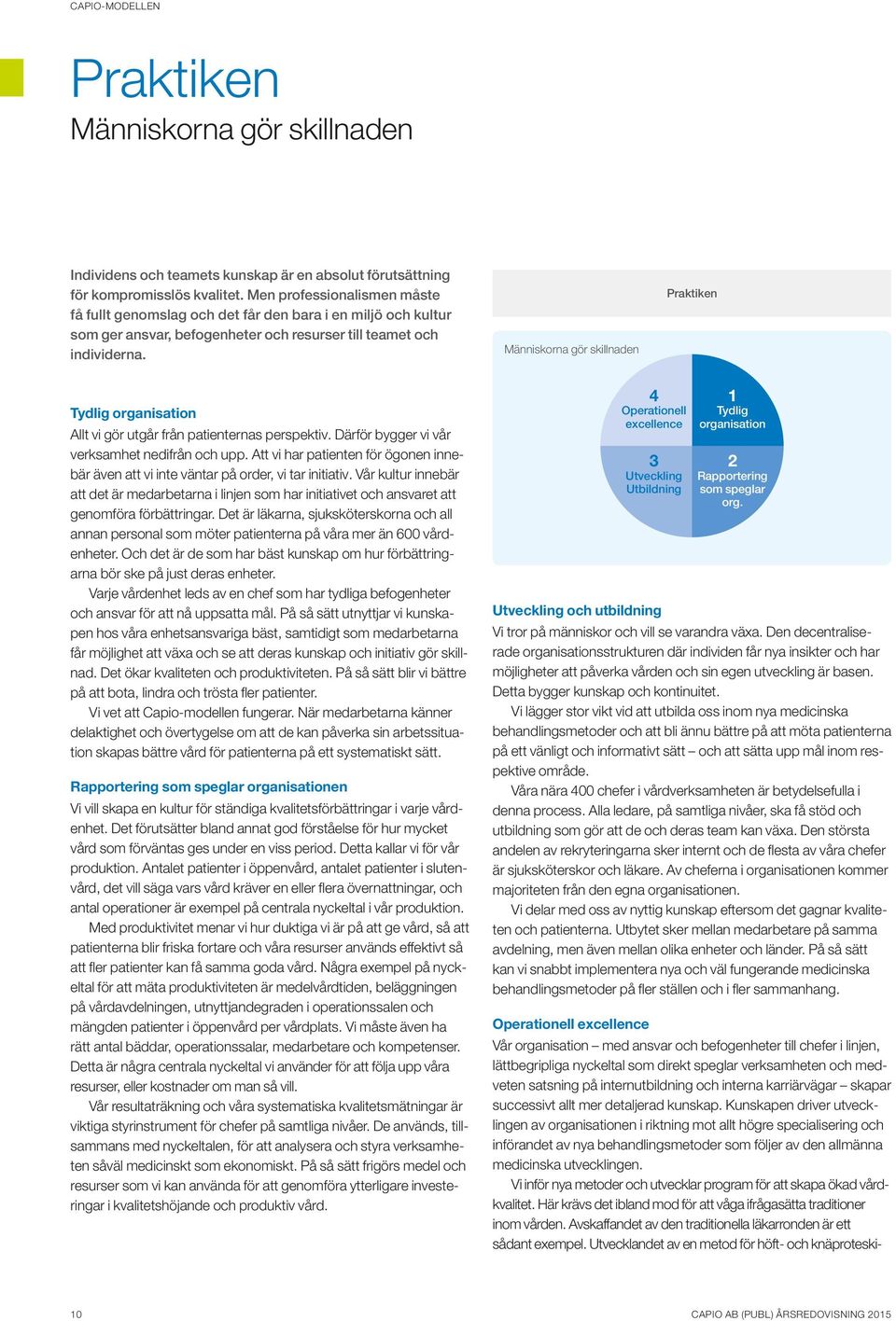 Människorna gör skillnaden Praktiken Tydlig organisation Allt vi gör utgår från patienternas perspektiv. Därför bygger vi vår verksamhet nedifrån och upp.