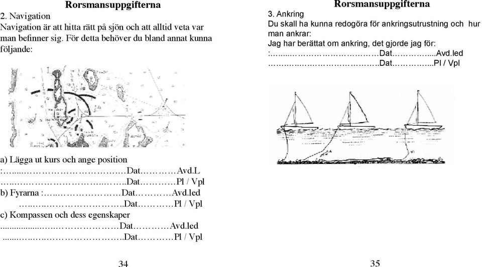 Ankring Du skall ha kunna redogöra för ankringsutrustning och hur man ankrar: Jag har berättat om ankring, det gjorde jag för: :... Dat.