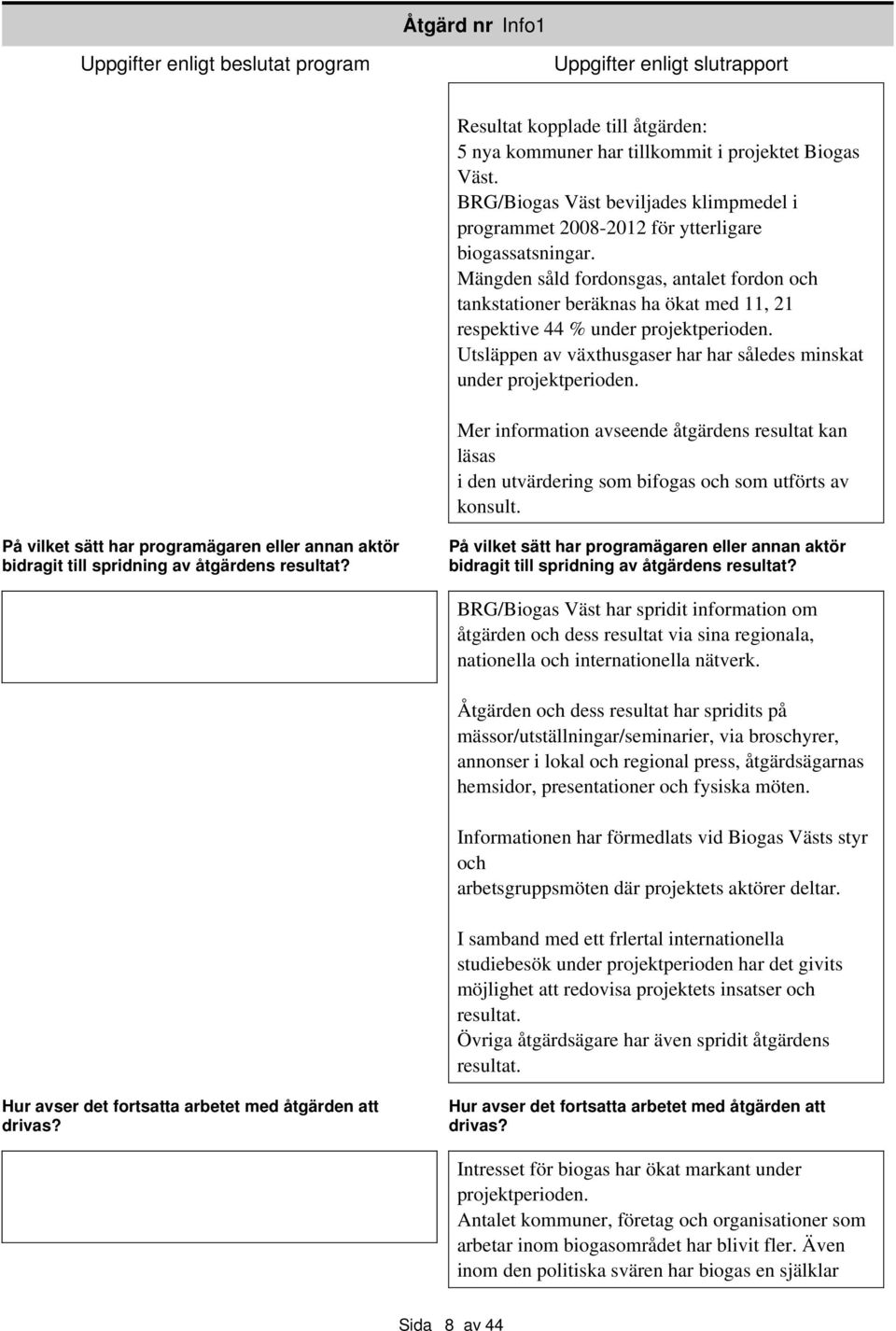 Mer information avseende åtgärdens resultat kan läsas i den utvärdering som bifogas och som utförts av konsult.