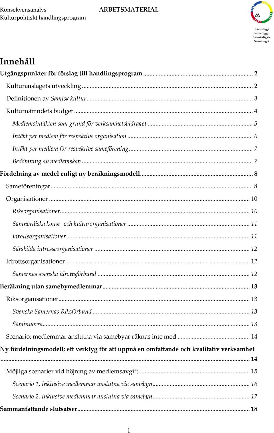 .. 8 Sameföreningar... 8 Organisationer... 10 Riksorganisationer... 10 Samnordiska konst- och kulturorganisationer... 11 Idrottsorganisationer... 11 Särskilda intresseorganisationer.