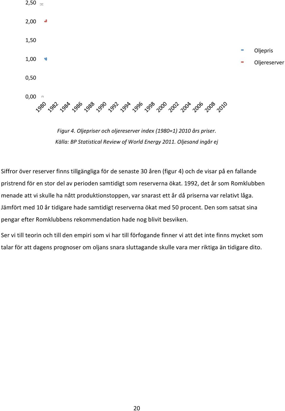 1992, det år som Romklubben menade att vi skulle ha nått produktionstoppen, var snarast ett år då priserna var relativt låga. Jämfört med 10 år tidigare hade samtidigt reserverna ökat med 50 procent.