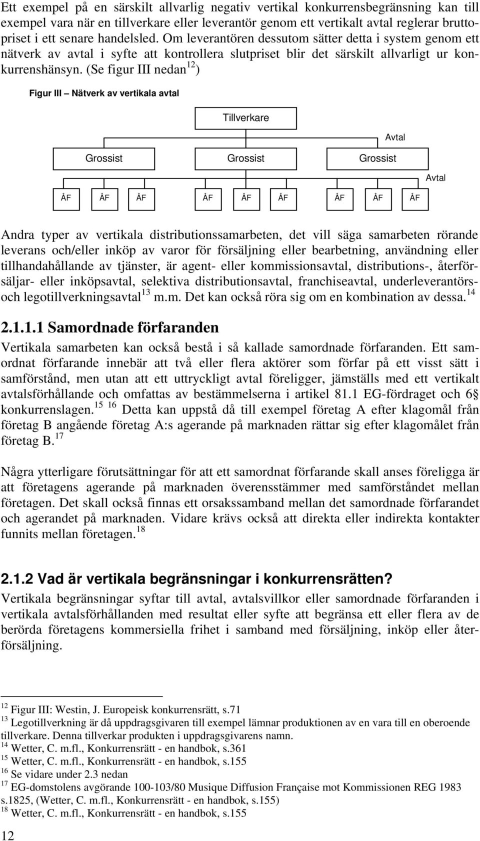 (Se figur III nedan 12 ) Figur III Nätverk av vertikala avtal Tillverkare Avtal Grossist Grossist Grossist Avtal ÅF ÅF ÅF ÅF ÅF ÅF ÅF ÅF ÅF Andra typer av vertikala distributionssamarbeten, det vill