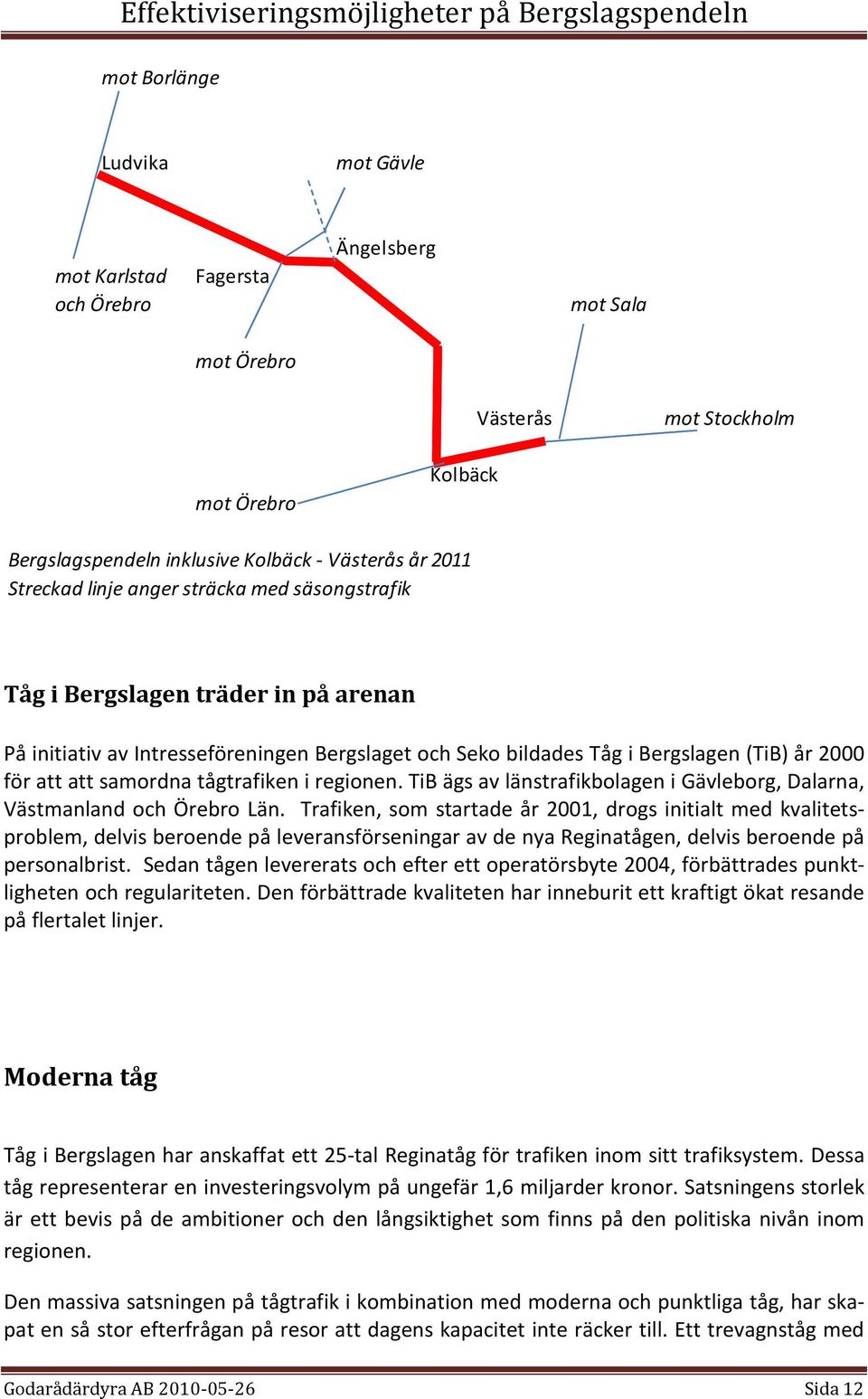 tågtrafiken i regionen. TiB ägs av länstrafikbolagen i Gävleborg, Dalarna, Västmanland och Örebro Län.