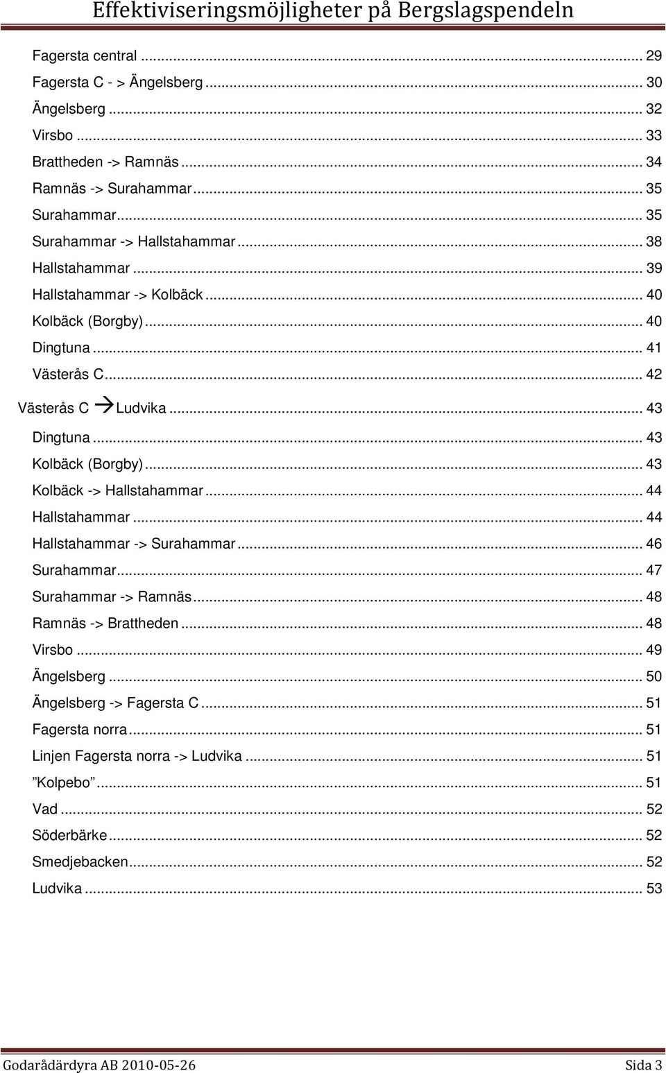 .. 43 Kolbäck -> Hallstahammar... 44 Hallstahammar... 44 Hallstahammar -> Surahammar... 46 Surahammar... 47 Surahammar -> Ramnäs... 48 Ramnäs -> Brattheden... 48 Virsbo... 49 Ängelsberg.